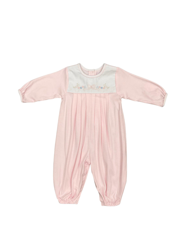 Auraluz Pink Knit Longall with Pink Bow Embroidery - shopnurseryrhymes