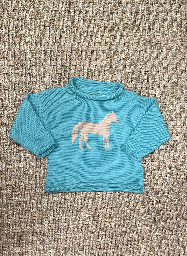 Luigi Rollneck, Horse Silhouette on Light Teal