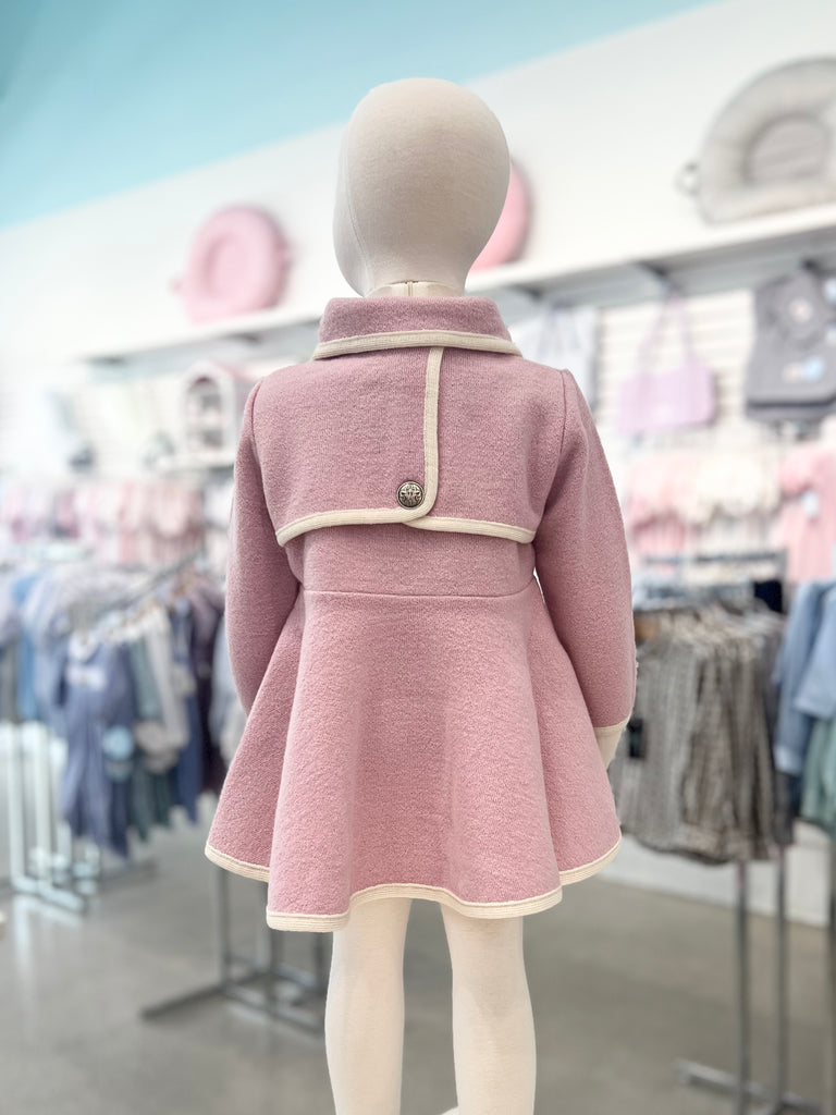 Marae Twirl Coat, Rosa Bebe Pink with Blanco Cream Trim