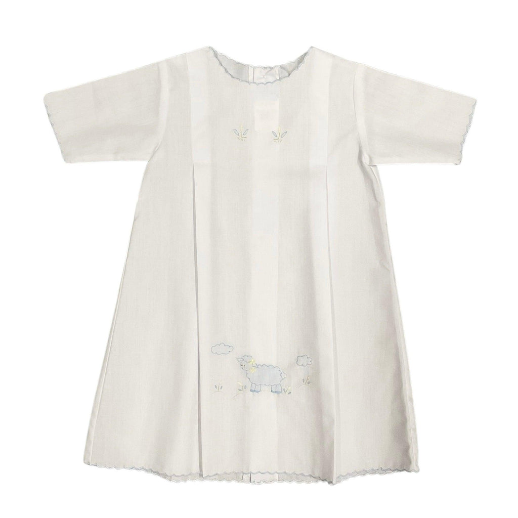 Auraluz LS Day Gown with Blue Lamb Embroidery - shopnurseryrhymes