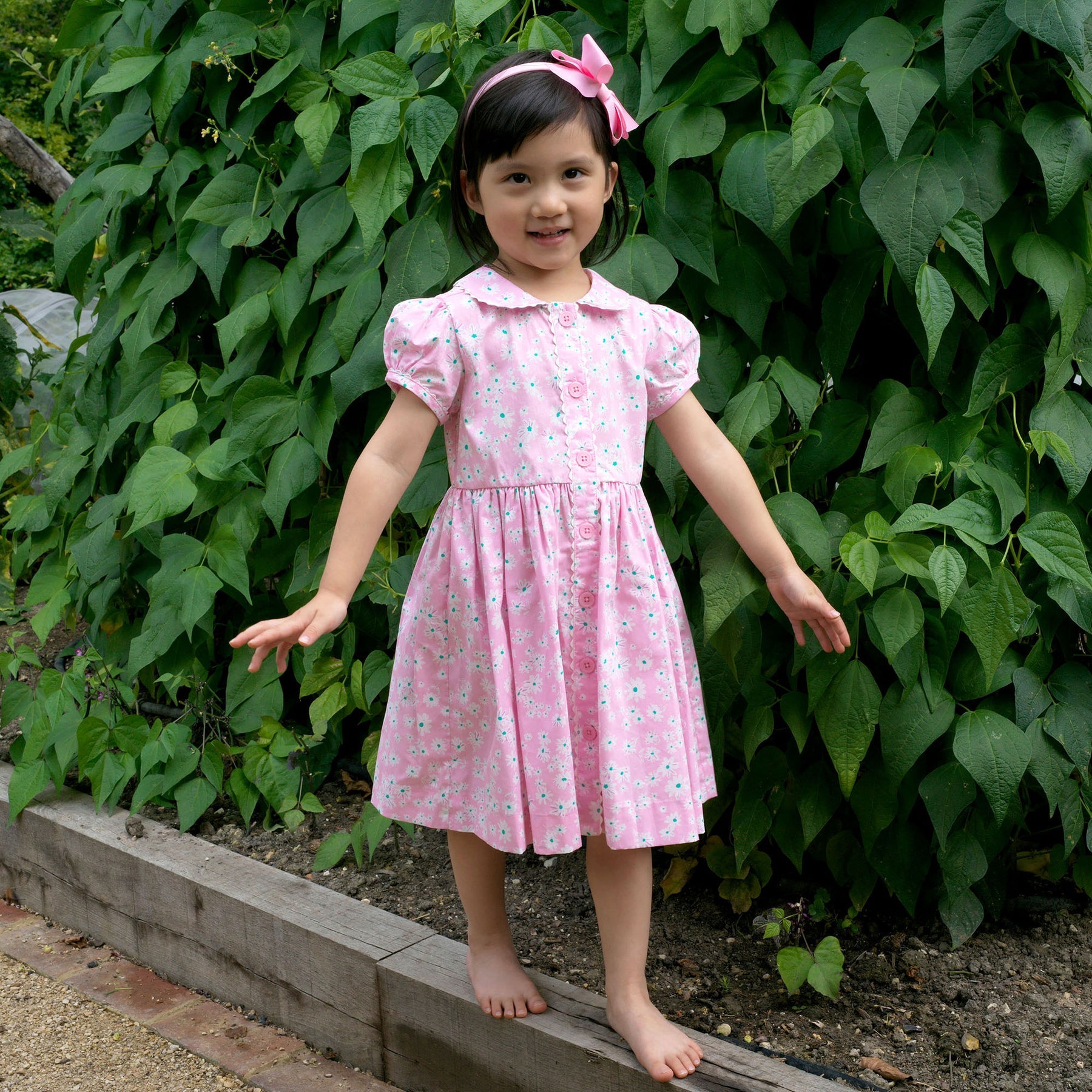新品タグ付き　RachelRiley★DitsyPinkBloom 6y Rachel Riley Pink Daisy Button Front Dress | shopnurseryrhymes