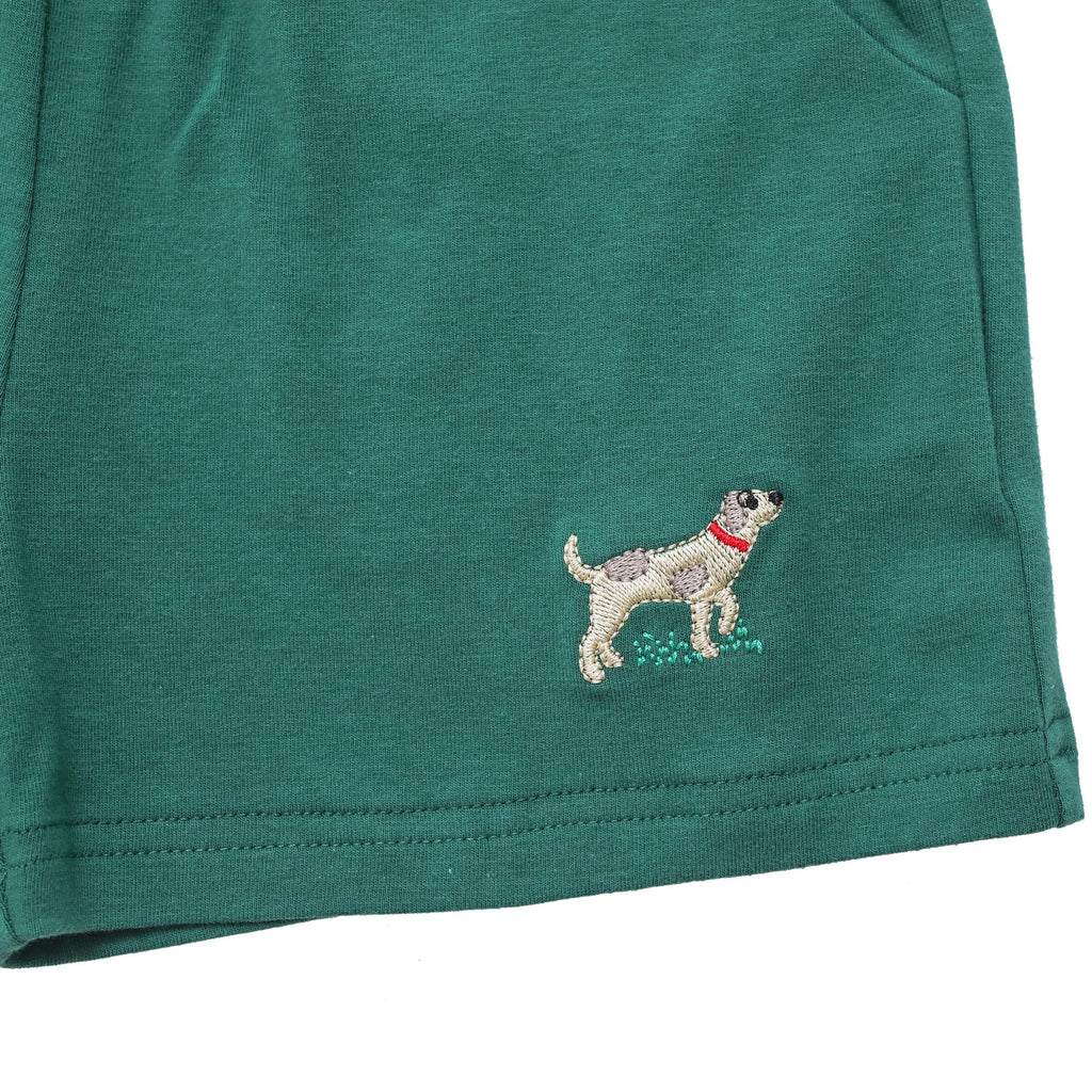 Itsy Bitsy Knit Embroidered Shorts, Hunting Dog