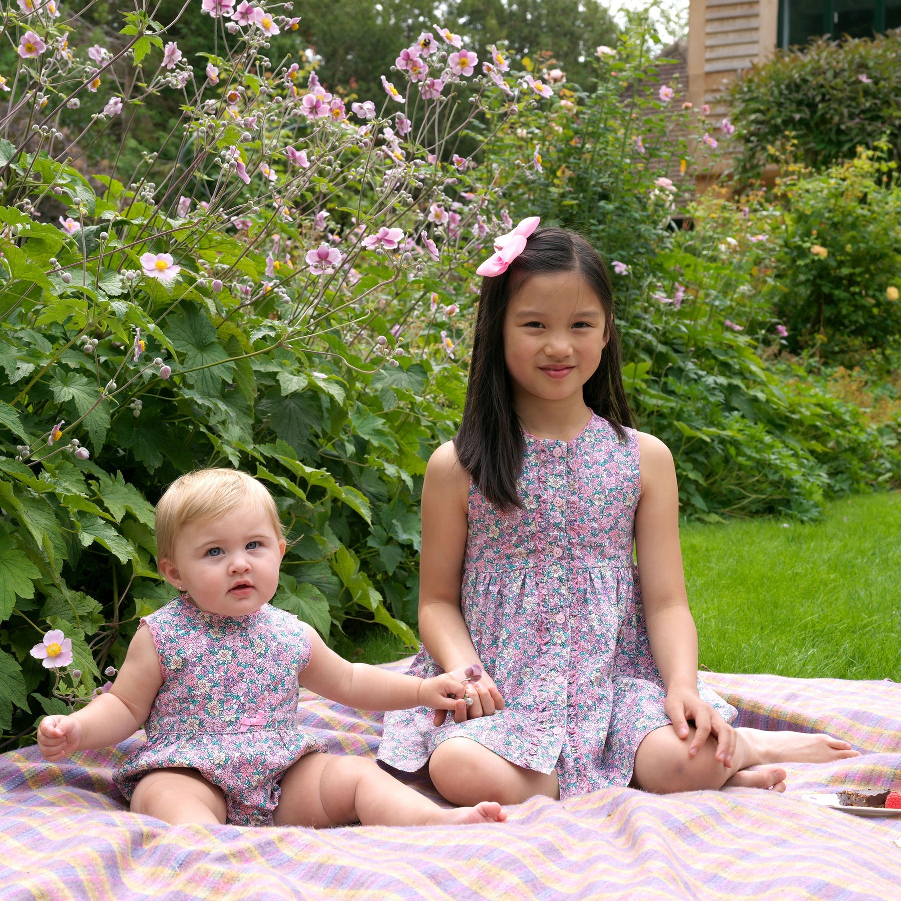Rachel Riley Scalloped Floral Button-Front Dress