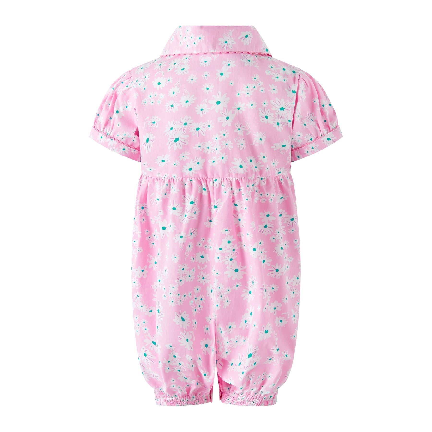 Rachel Riley Pink Daisy Button-Front Babysuit