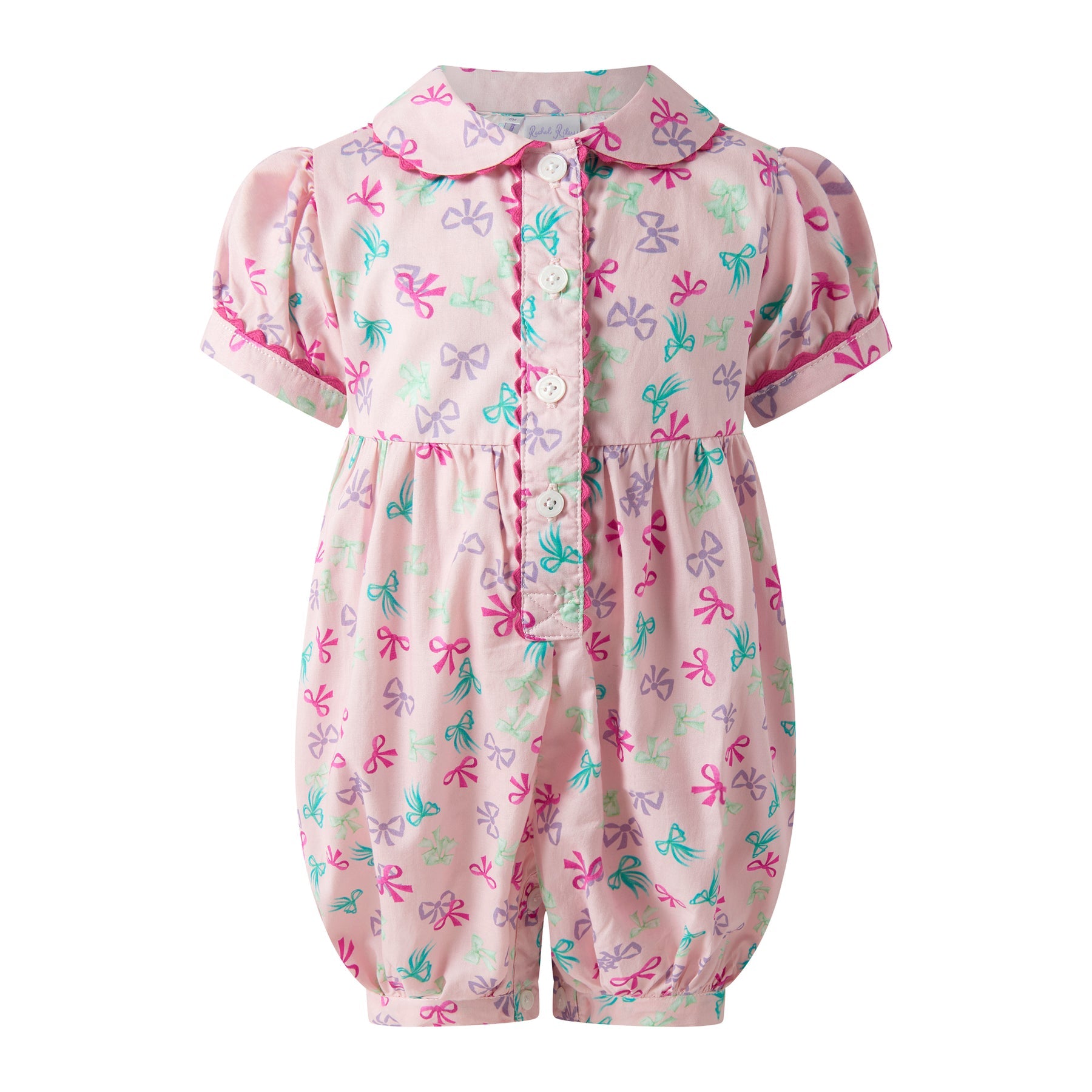 Rachel Riley Bow Button-Front Babysuit