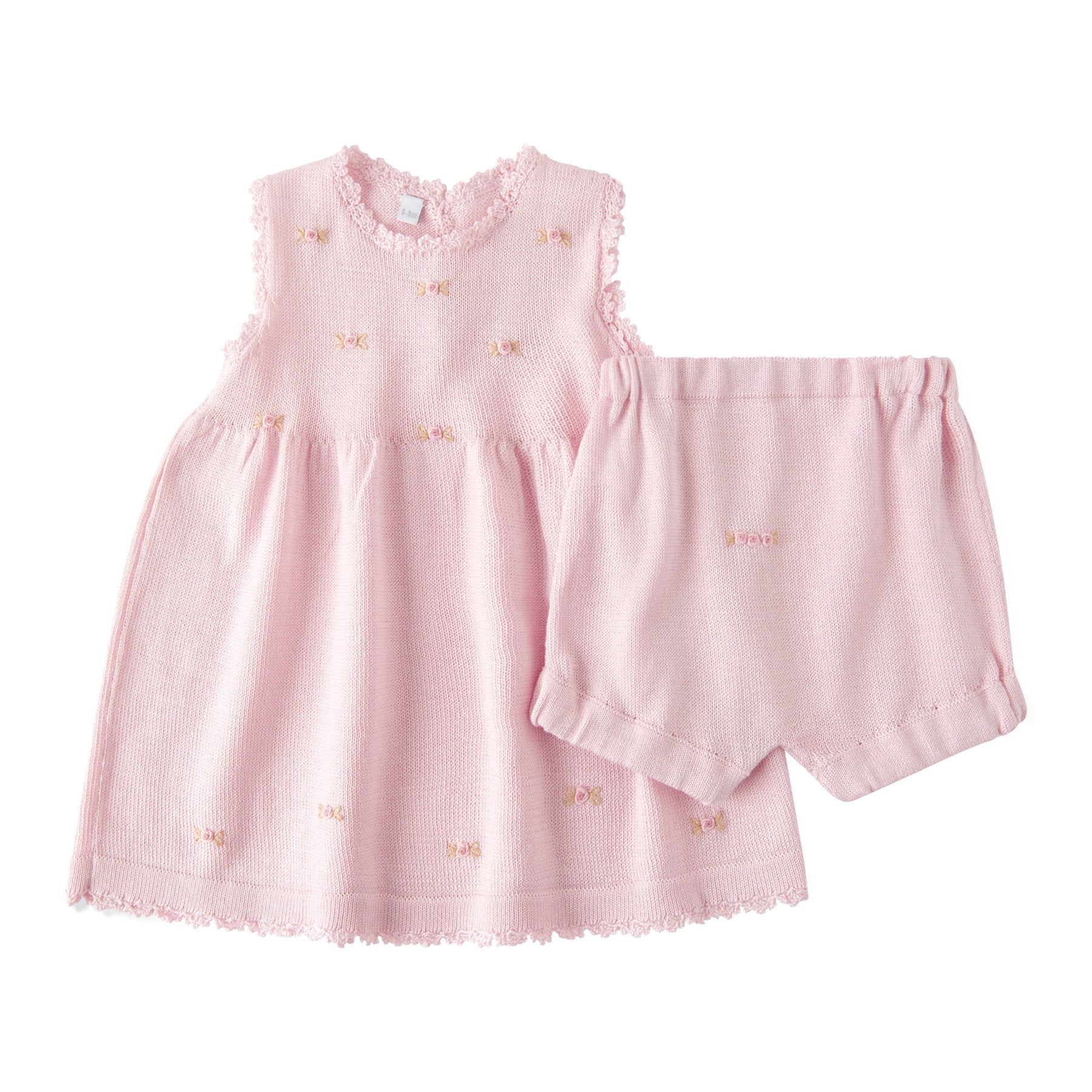 Rachel Riley Pima Rose Embroidered Dress and Bloomers