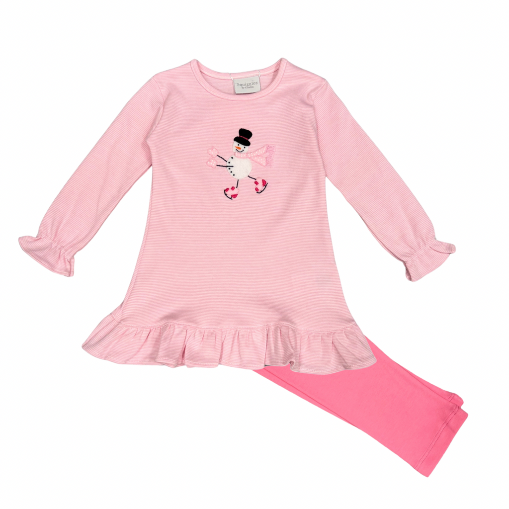 Squiggles Stick Snowman Legging Set, Pink with Hot Pink