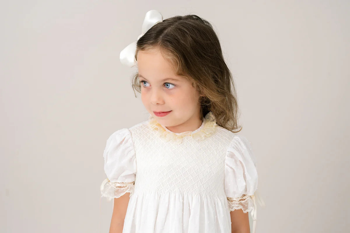 Lullaby Set, Margaret Dress, Spring White, Swiss Dot