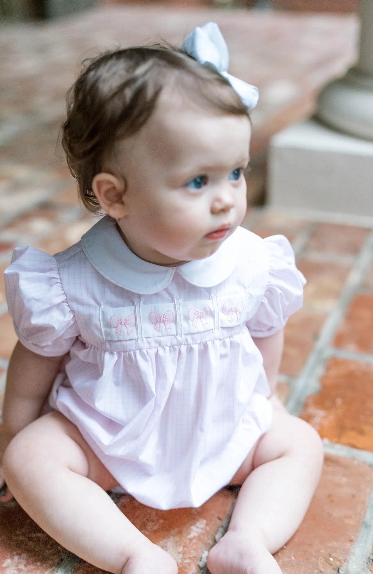 Lullaby Set Ruth Ribbon Bubble, Classic Pink Windowpane