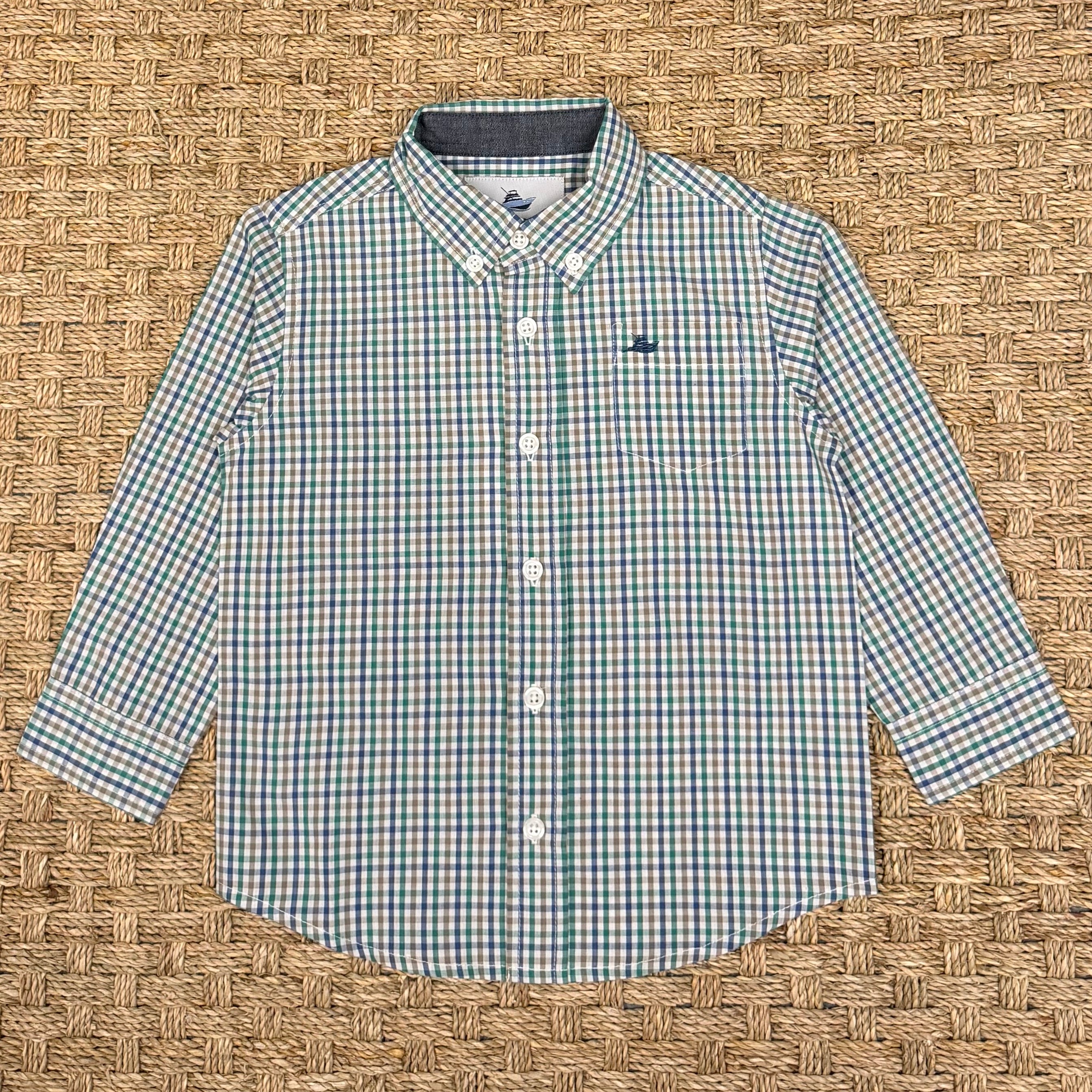 Southbound Dress Shirt, Green & Blue Plaid