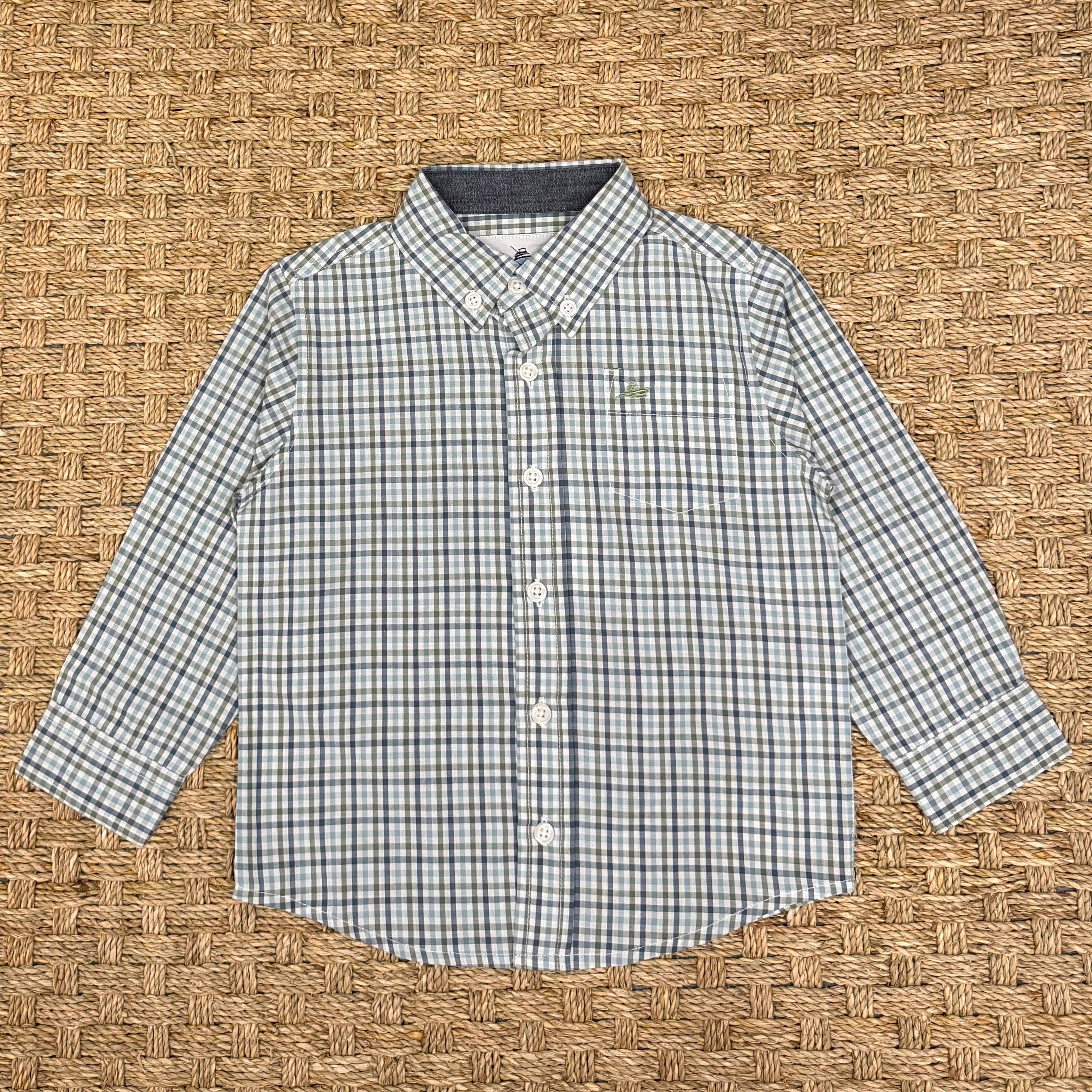 Southbound Dress Shirt, Sage & Blue Plaid