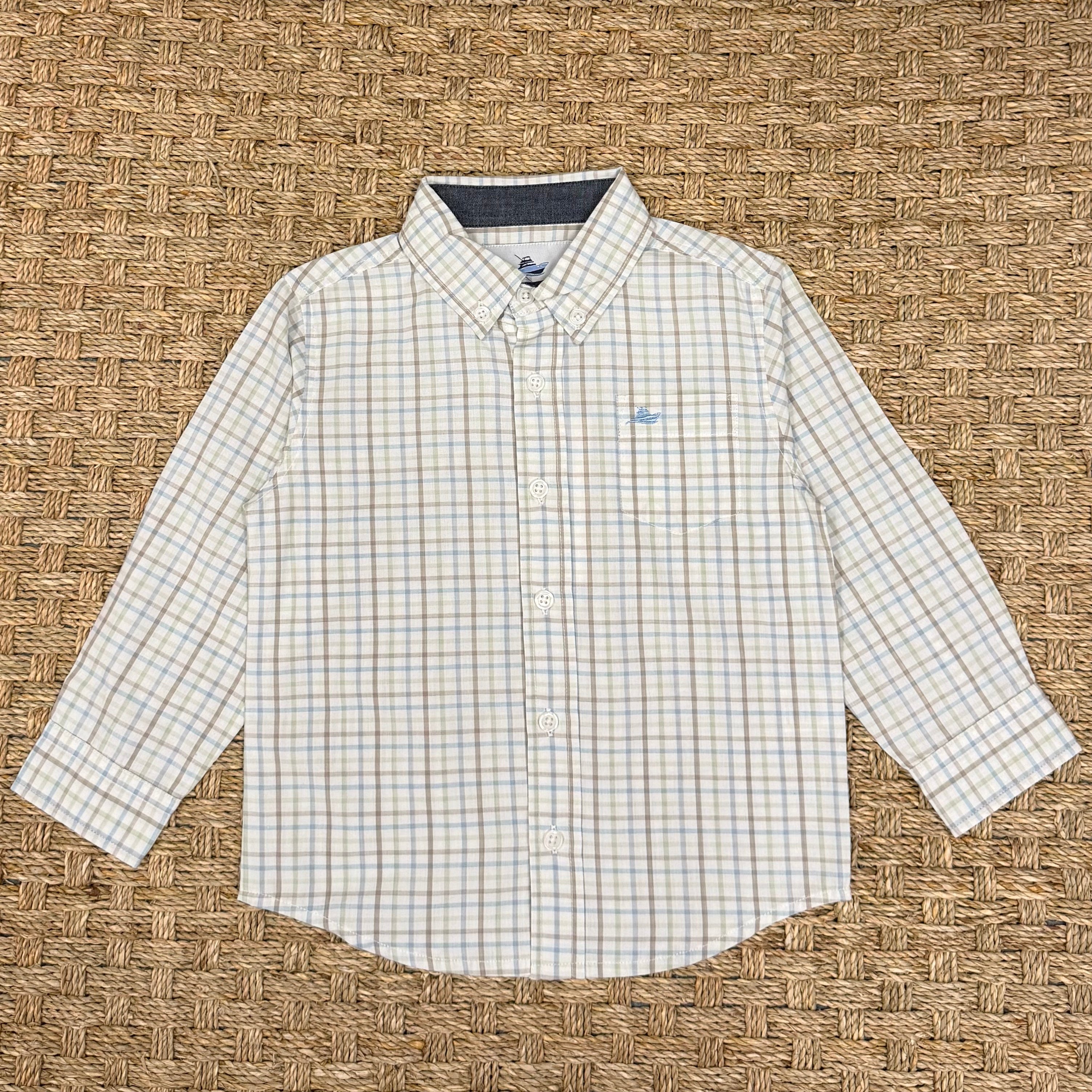 Southbound Dress Shirt, Tan Plaid