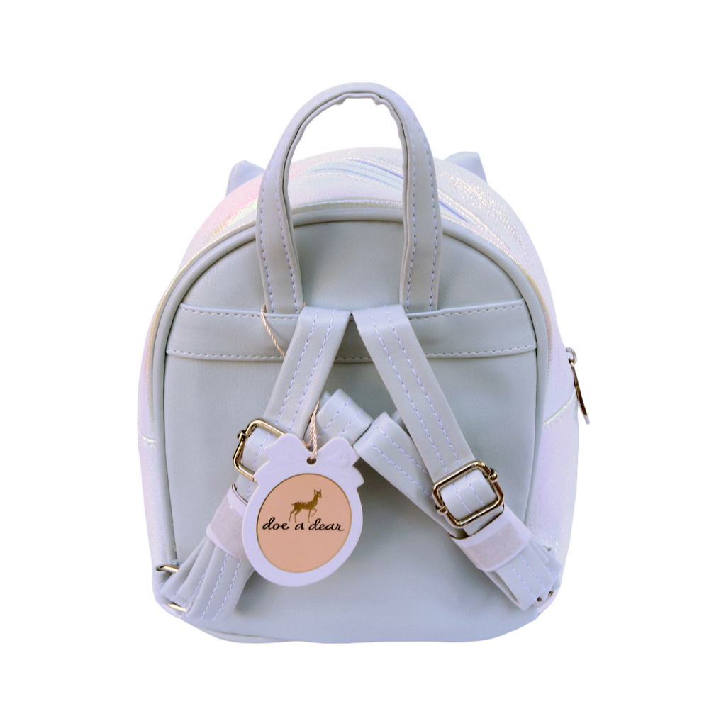 Doe A Dear Bunny Iridescent Backpack, White