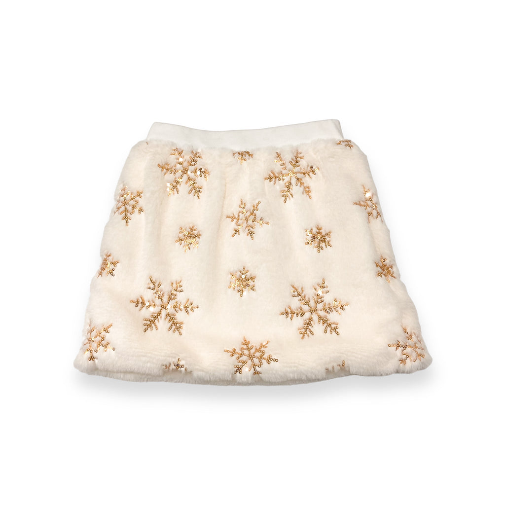 Doe A Dear Sequin Snowflake Fur Sleeve Sweatshirt Skirt Set, The Noelle