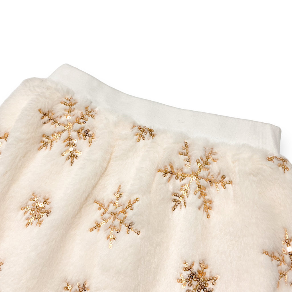 Doe A Dear Sequin Snowflake Fur Sleeve Sweatshirt Skirt Set, The Noelle