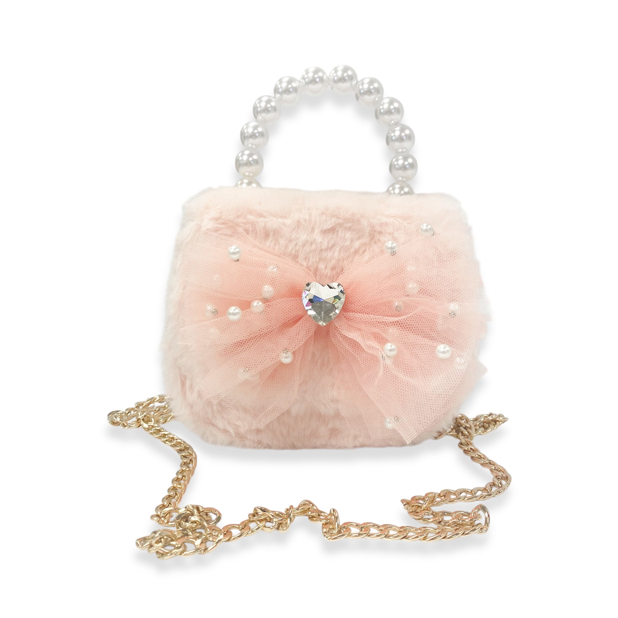 Doe A Dear Mesh Bow Furry Purse