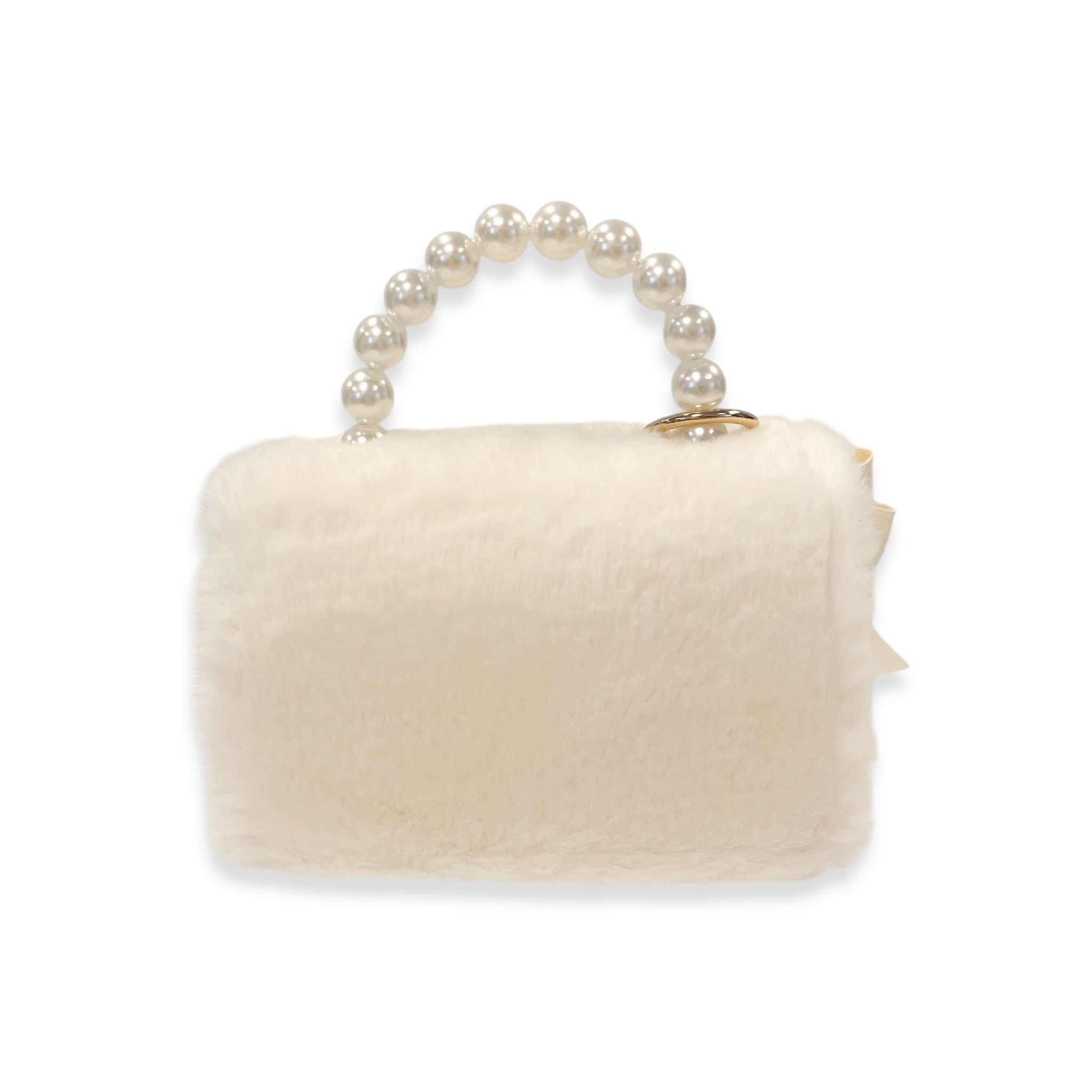 Doe A Dear Furry Purse with Bow & Pearl Charm