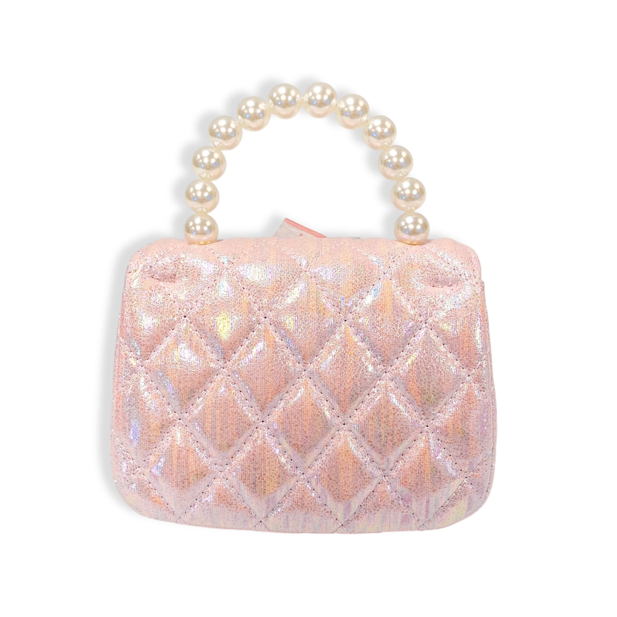 Doe A Dear Embellished Bow Shiny Quilted Purse