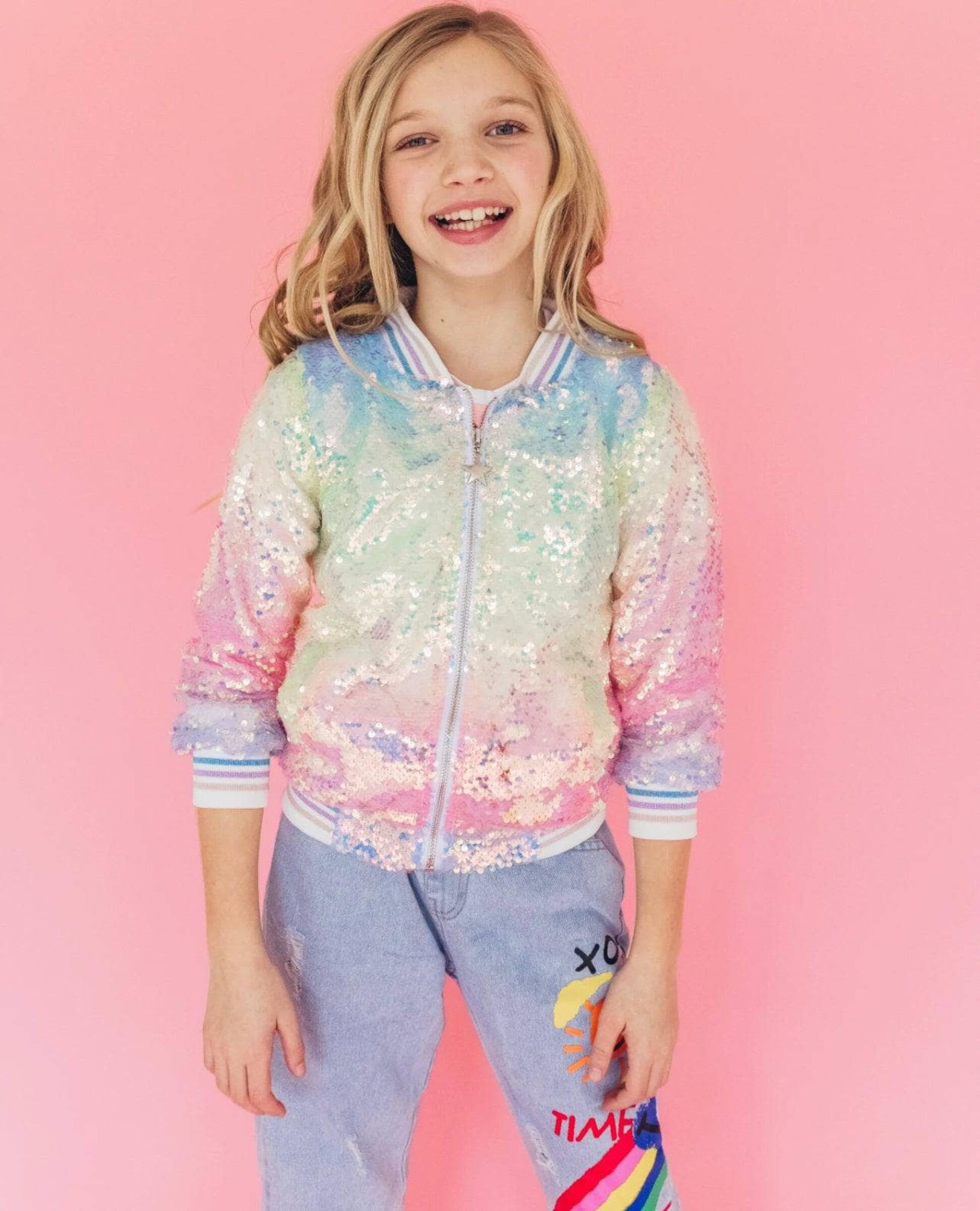 Lola & The Boys Icy Ombre Sequin Jacket