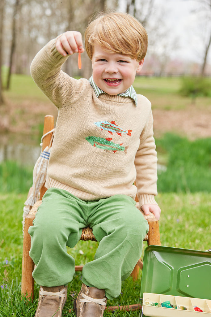 Little English Intarsia Sweater, Fish