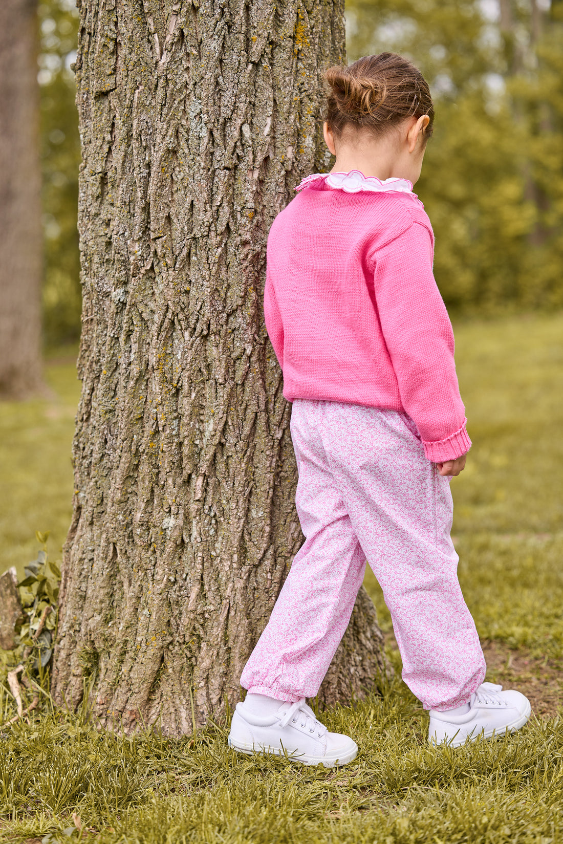 Little English Banded Bow Pant, Pink Vinings