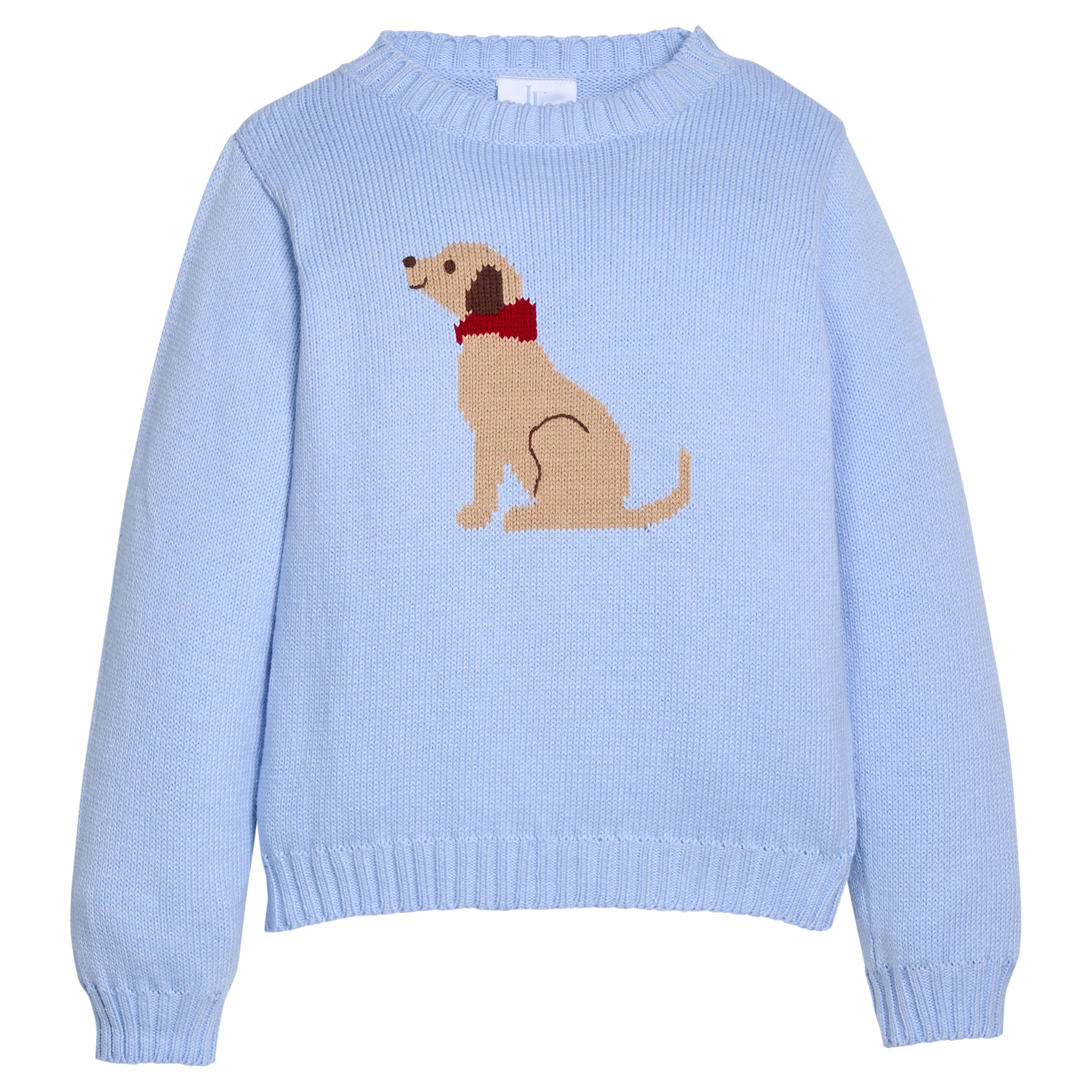Little English Intarsia Sweater, Seated Lab