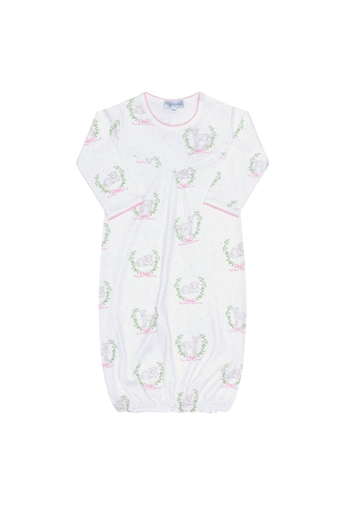 Nella Pima Pink Lamb Print Baby Gown