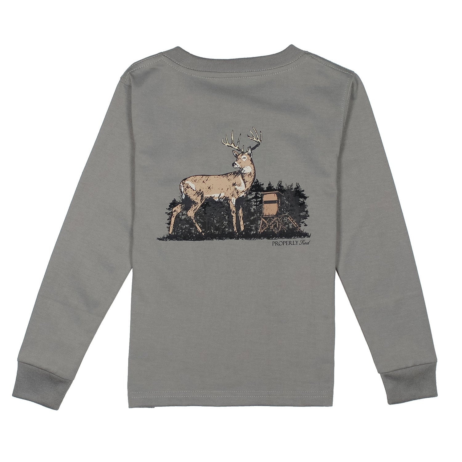 Properly Tied Tee, Deer Season on Battleship Grey