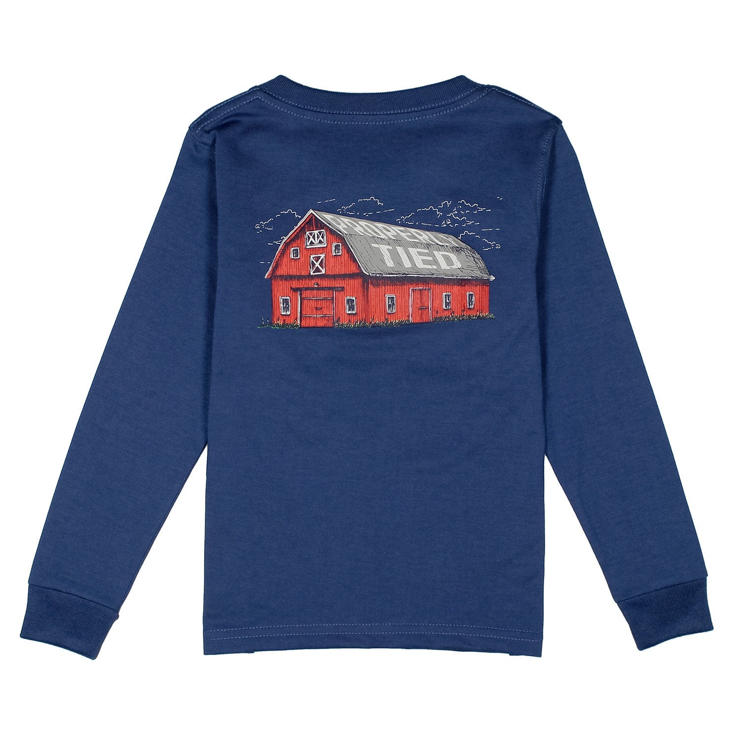 Properly Tied Tee, Barn on River Blue