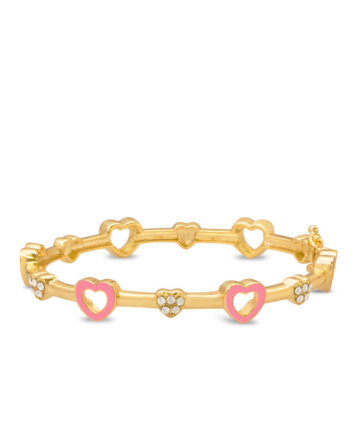 Lily Nily Open Hearts and Crystals Bangle Bracelet, Pink