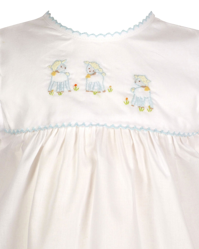 Yellow Lamb Lambikins Woven Daygown, Blue