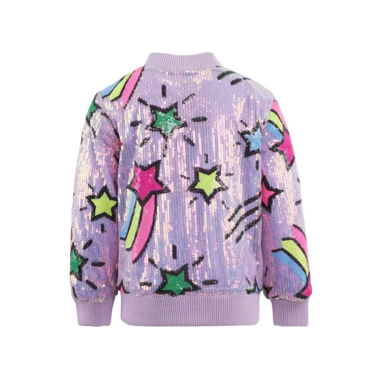 Lola & The Boys Lavender Shooting Star Sequin Bomber