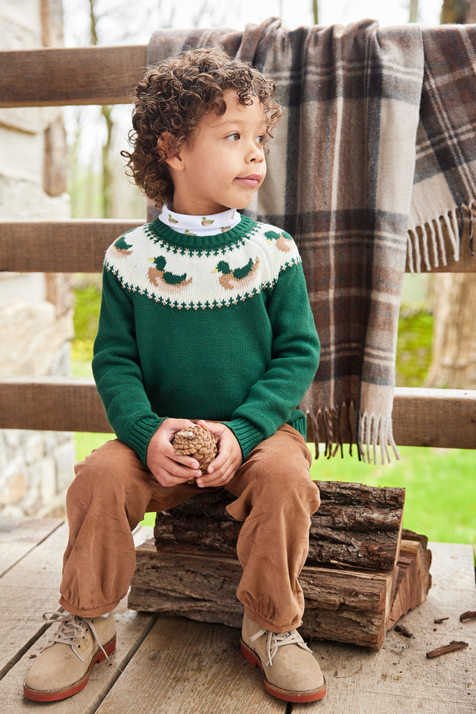 Little English Banded Pant, Chestnut Corduroy