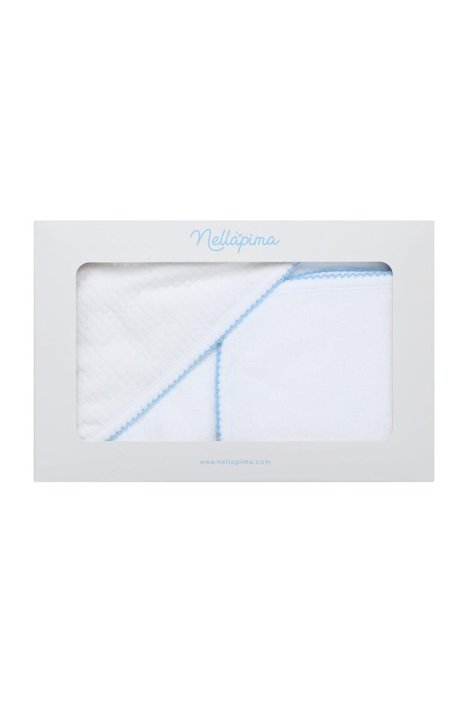 Nella Pima Milano Towel, Blue Picot Trim - shopnurseryrhymes