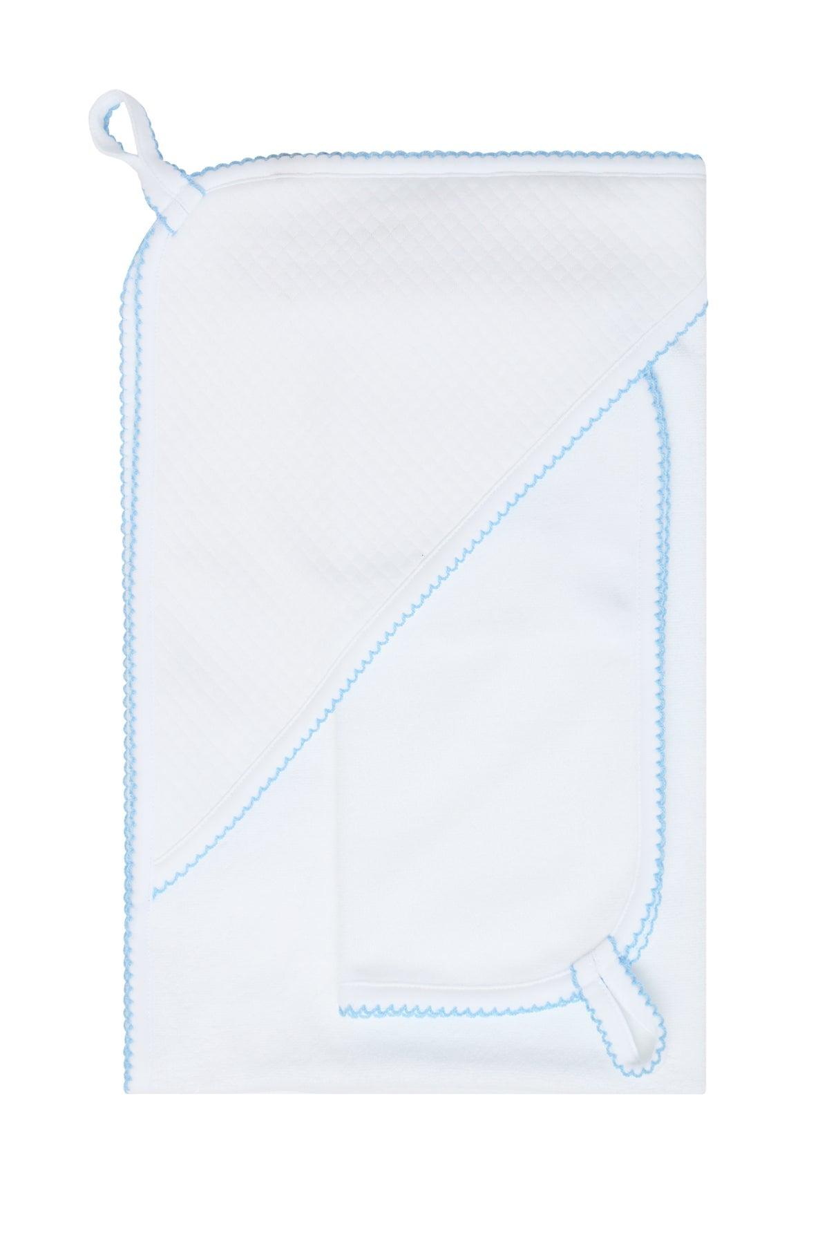 Nella Pima Milano Towel, Blue Picot Trim - shopnurseryrhymes