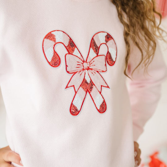 Sweet Wink Candy Cane Patch Christmas Sweatshirt