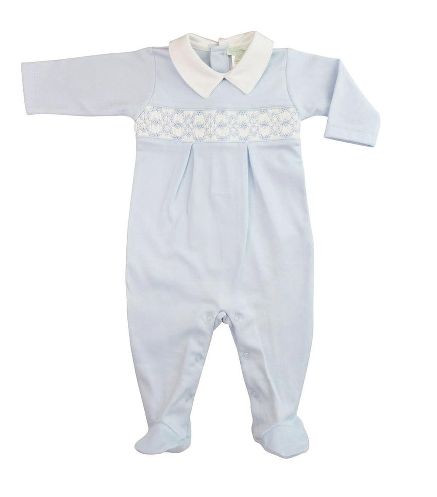 Baby Threads Blue Hand Smocked Footie