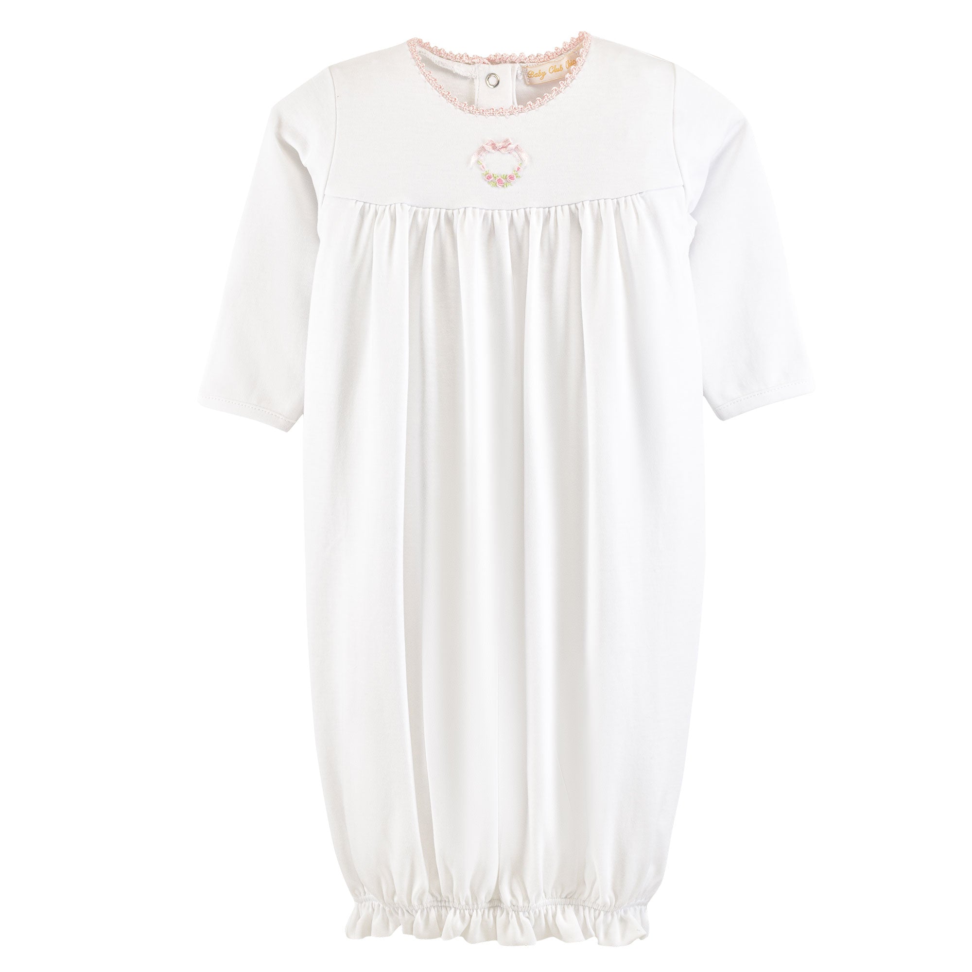 Baby Club Chic Bows & Roses Embroidered Gown