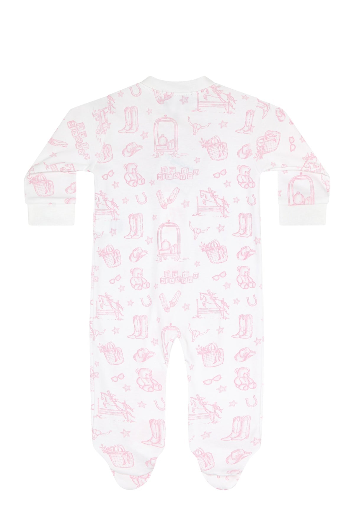 Nella Pima Pink Lone Star Toile Zipper Footie