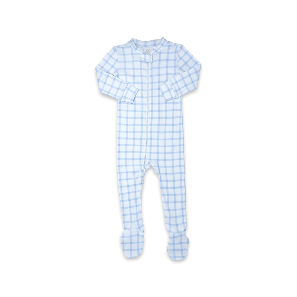Lullaby Set Once Upon A Time Footie, Whales Blue Windowpane