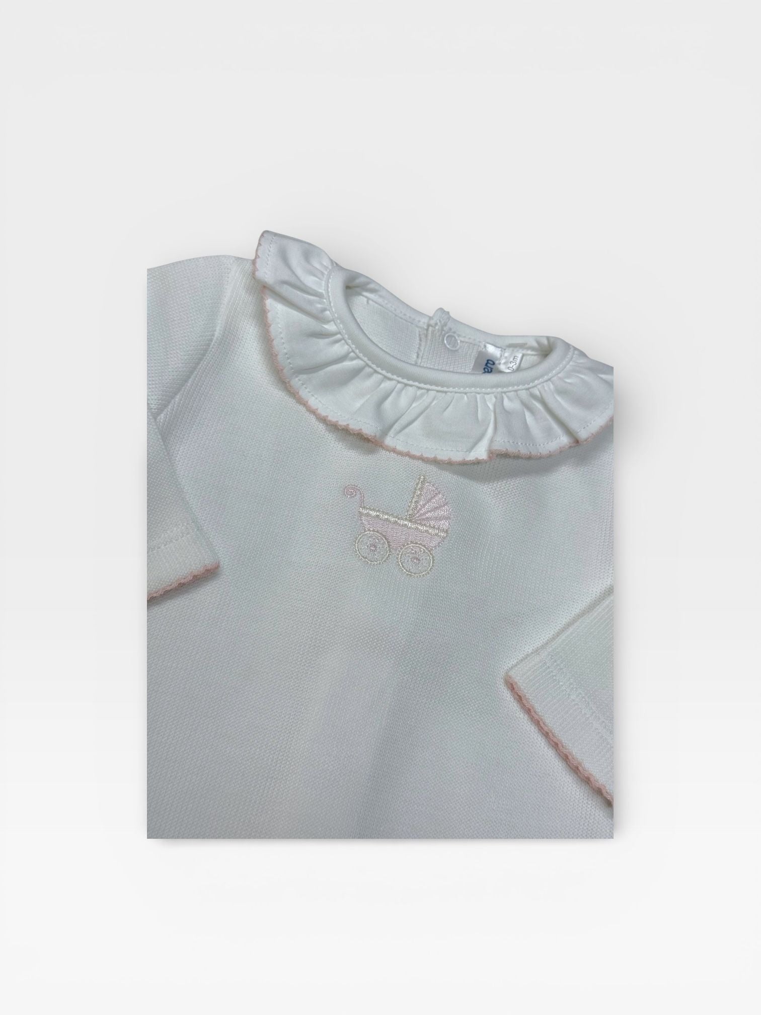 Mi Lucero Pima Footie with Pram Embroidery