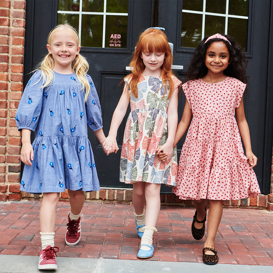 Pink Chicken Adaline Dress, Multi Striped Bows