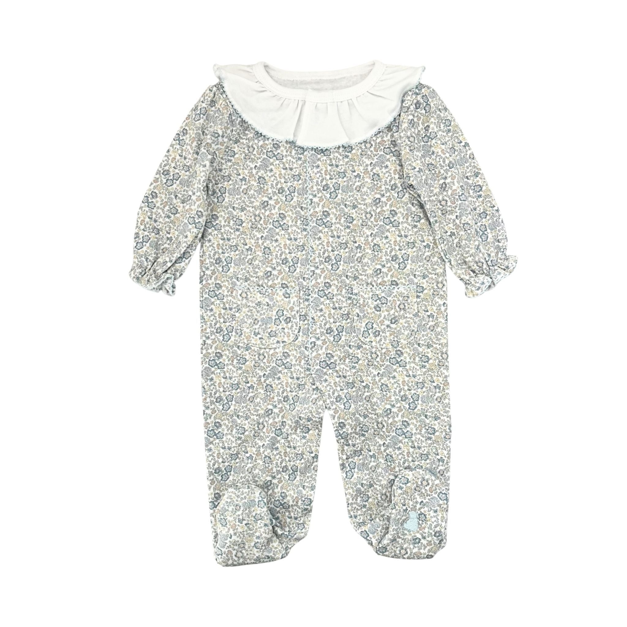 Tecomoabesos Livvy Ruffle Collar Romper, Blue