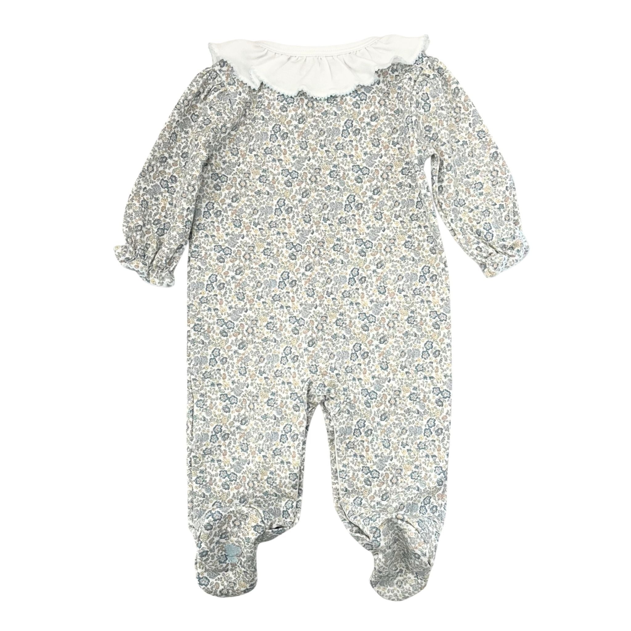 Tecomoabesos Livvy Ruffle Collar Romper, Blue