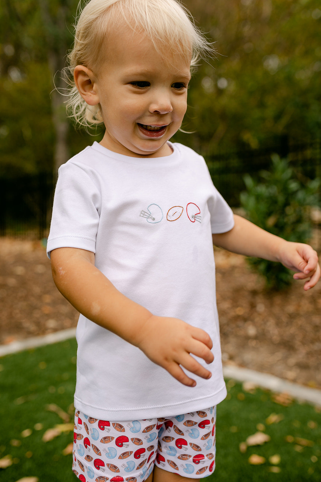 Peggy Green Football Embroidered Tee