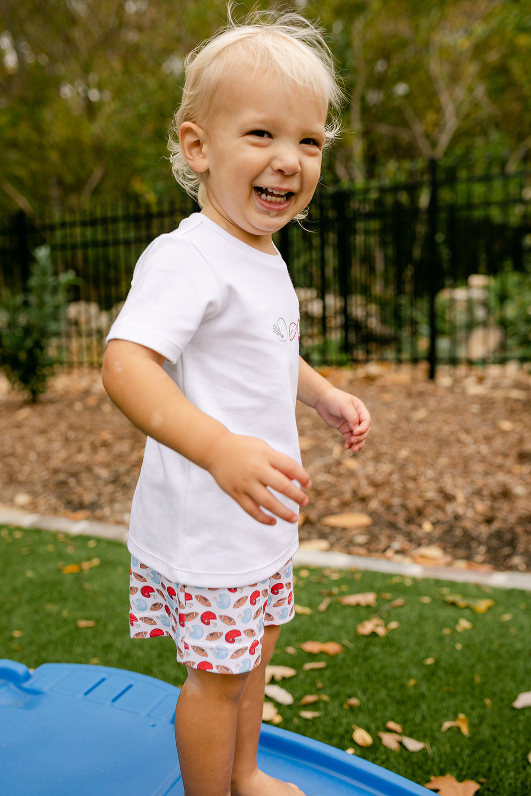 Peggy Green Football Embroidered Tee