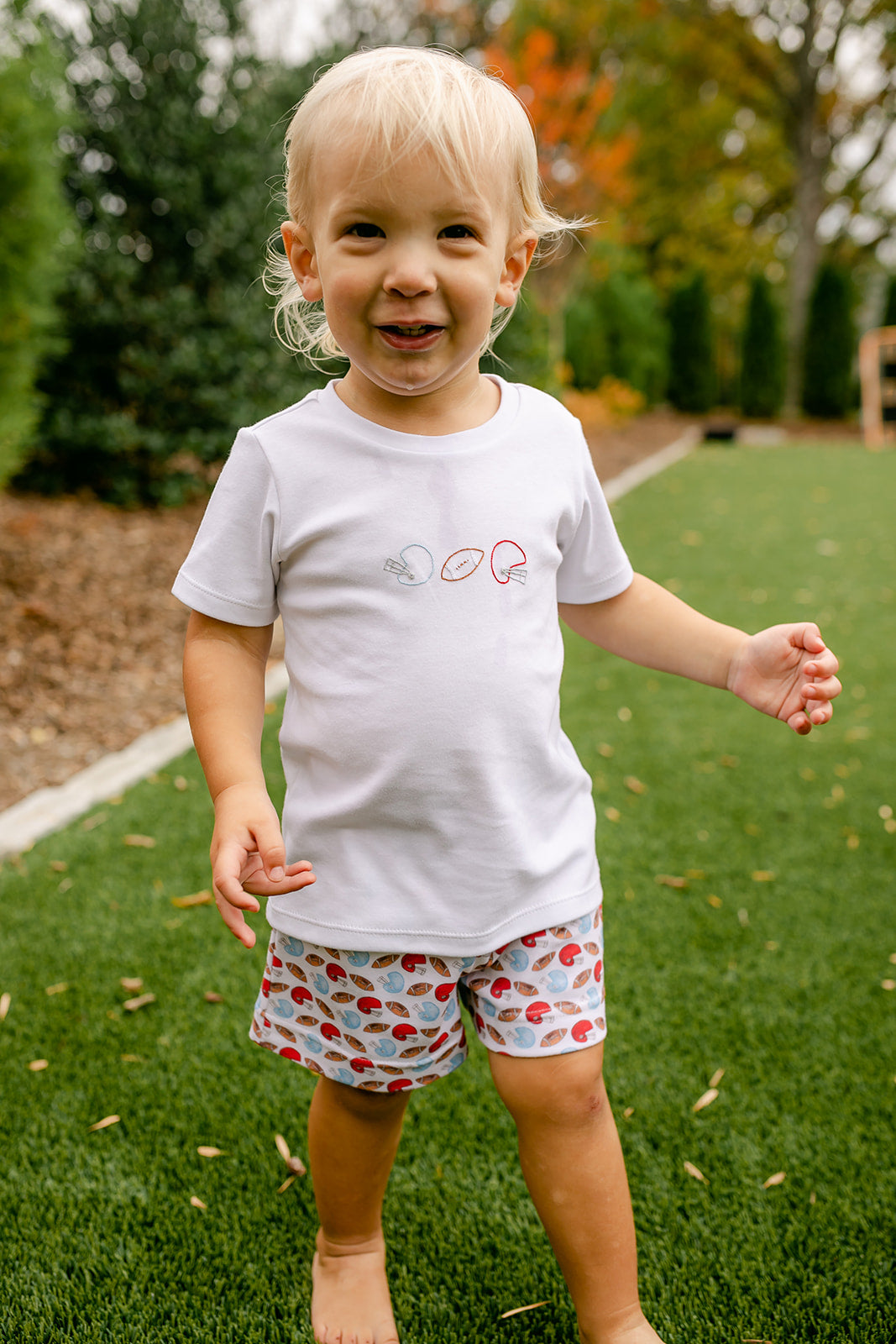 Peggy Green Football Embroidered Tee