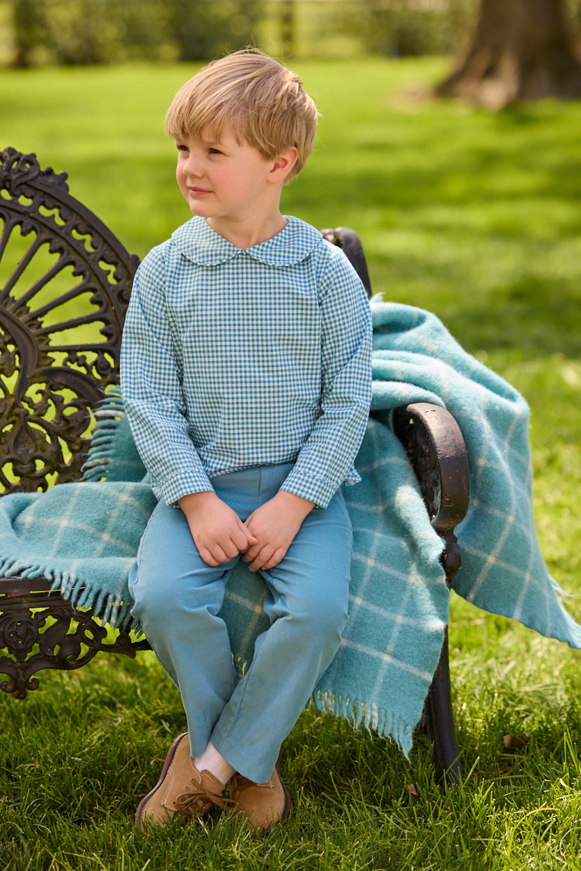 Little English Peter Pan Shirt, Alpine Gingham