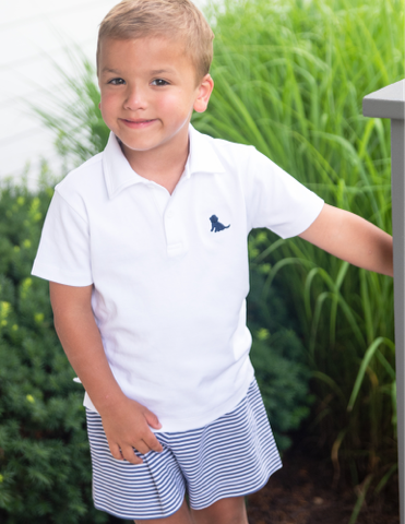 James & Lottie Conrad Knit Shorts, Navy Stripe