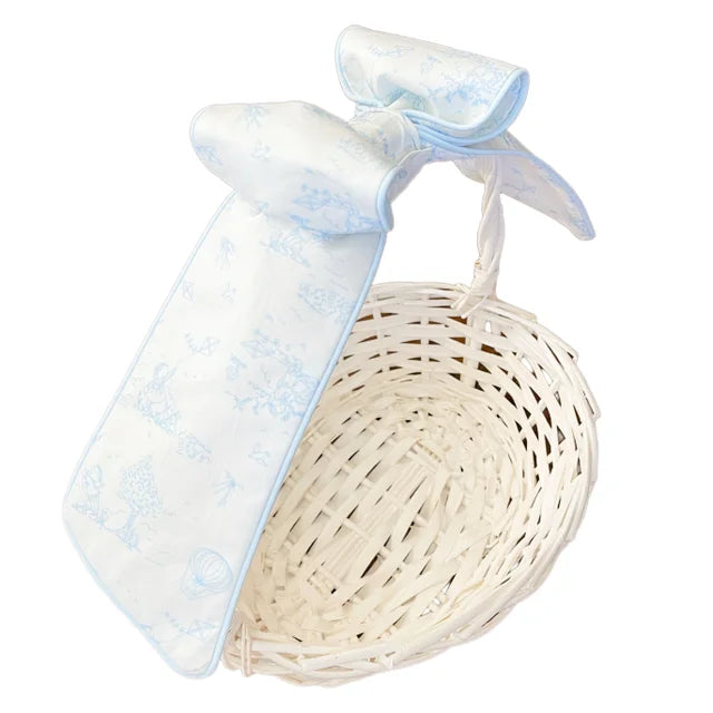 Bow Next Door Large Basket, Blue Toile Bow